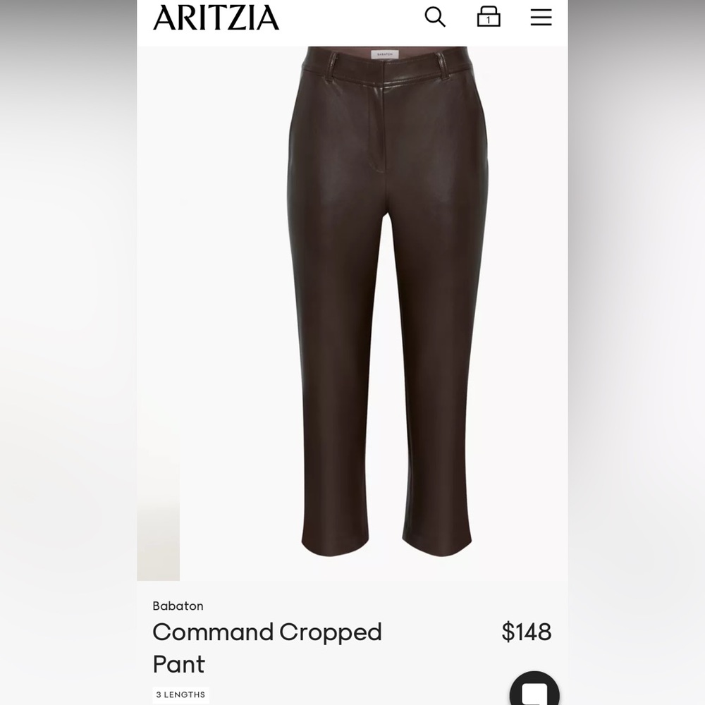 Babaton brown command cropped pant vegan leather